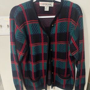 Women's Plaid Sweater - Black and Green